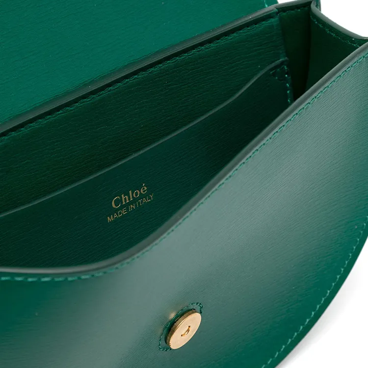 Chloe Marcie Smooth Calf Leather Shoulder Bag Crossbody Bag Women's Amber Green-3