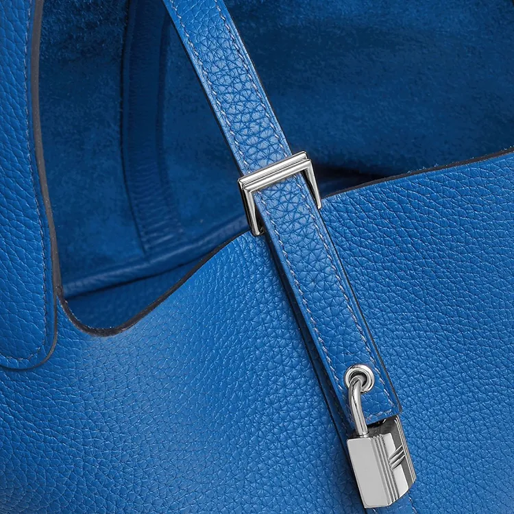HERMES Picotin Lock Clemence Bullock Leather Basket Bag Handbag Bucket Bag 22 Women's T7 Bleu Hydra Mermaid Blue-5