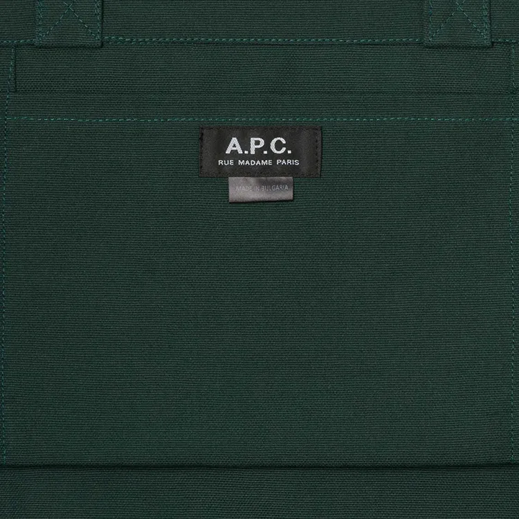 A.P.C Cotton Patchwork Canvas Handbag Shoulder Bag Unisex Dark Green-2