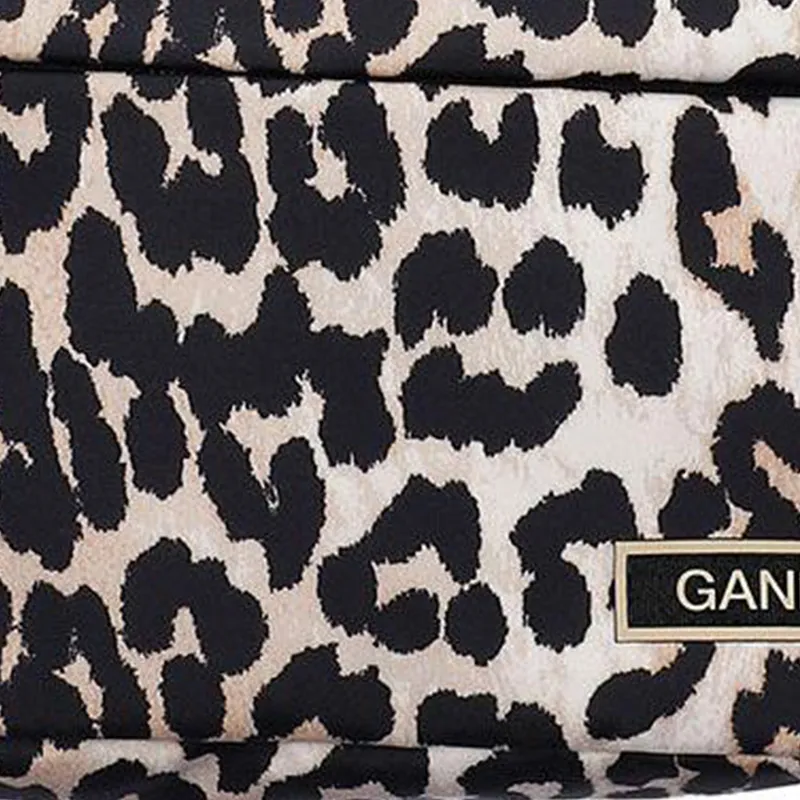 GANNI Recycled Polyester Shoulder Bag, Crossbody Bag Regular Women's Leopard Print-2