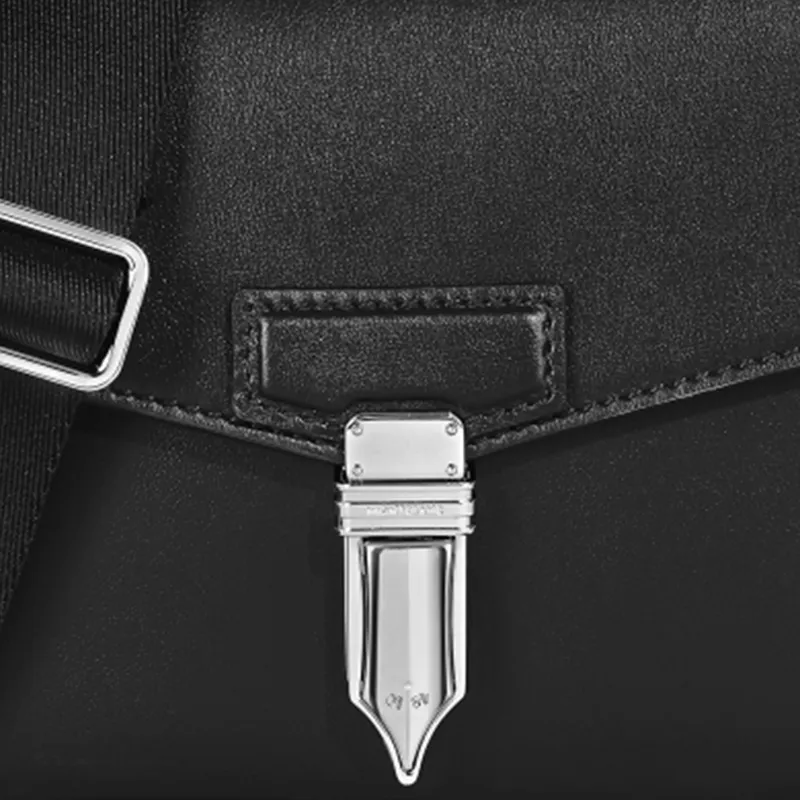 MONTBLANC Soft Leather Series Full Grain Cow Leather Messenger Bag, Shoulder Bag, Crossbody Bag Regular Men's Black-5