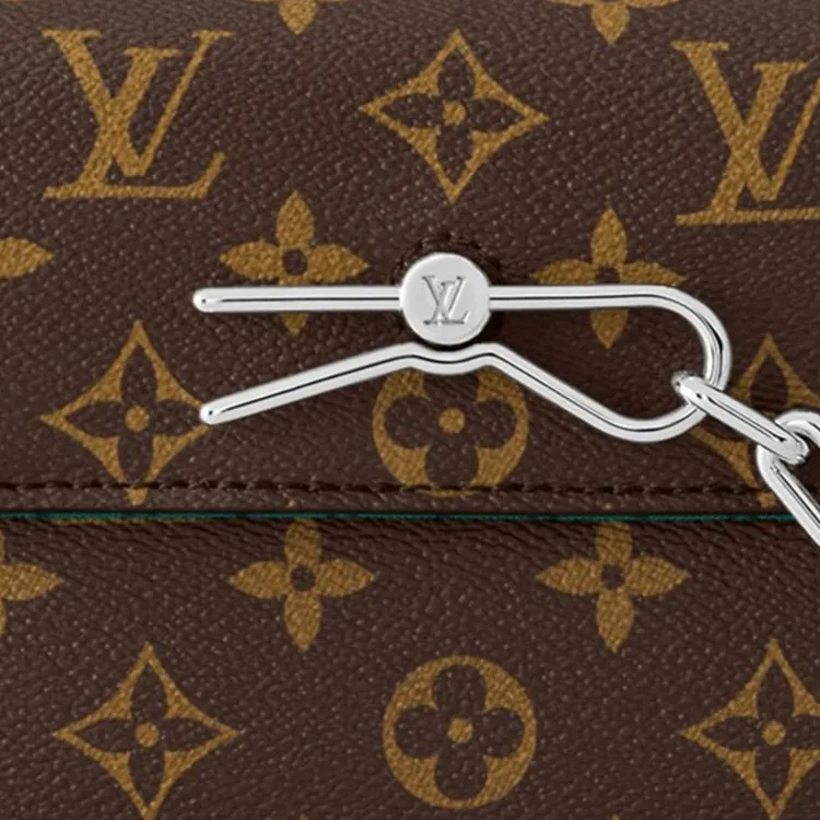 LOUIS VUITTON Leather Shoulder Bag Crossbody Bag Men's Brown & Green-4