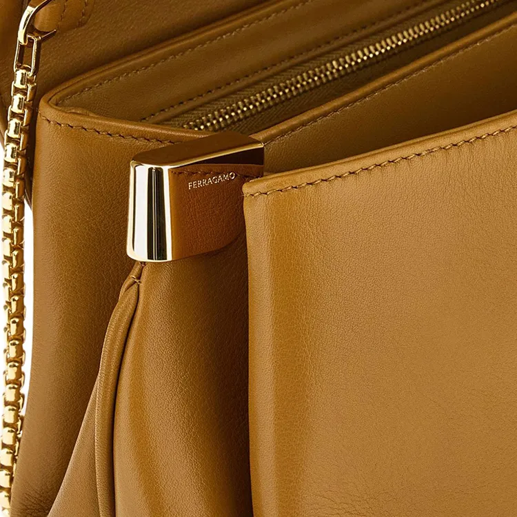 FERRAGAMO Cow Leather Shoulder Bag, Crossbody Bag Trumpets Women's Burnt Ochre-5