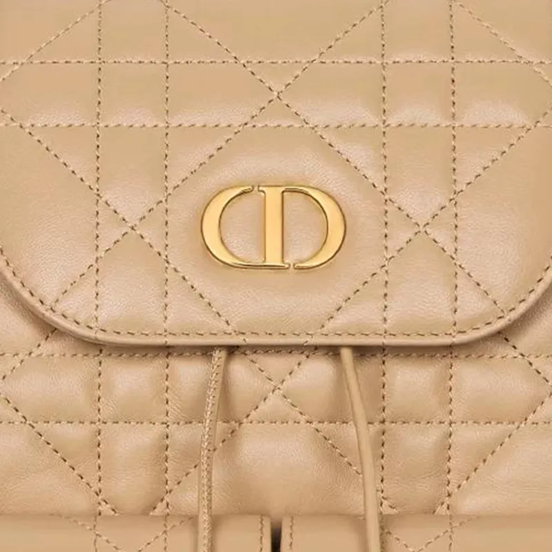 DIOR Caro Sheepskin Backpack Medium Size Women's Brown-3