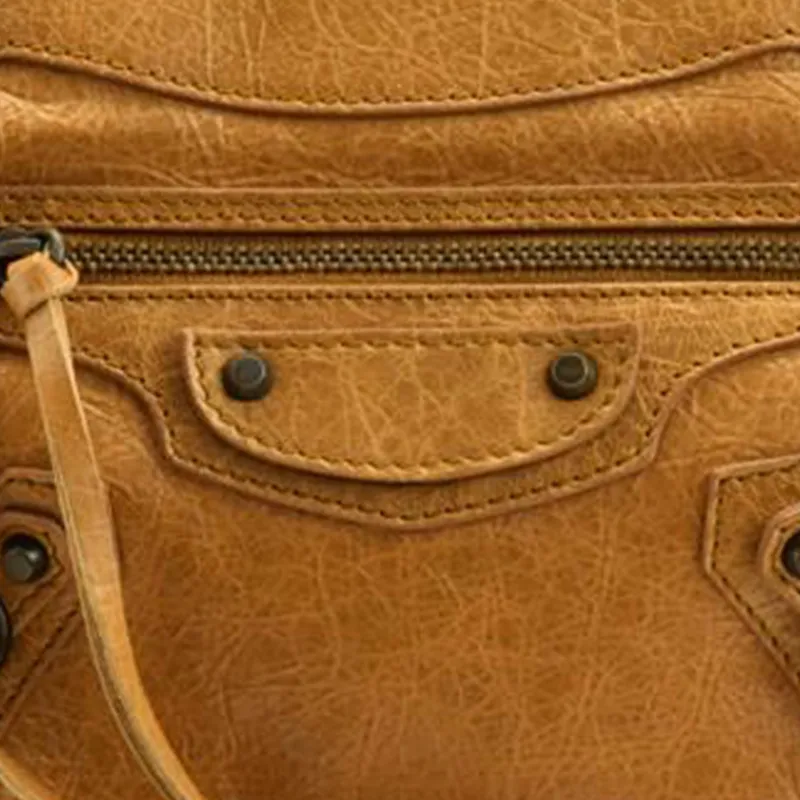 Balenciaga Leather Shoulder Bag Unisex Camel-3