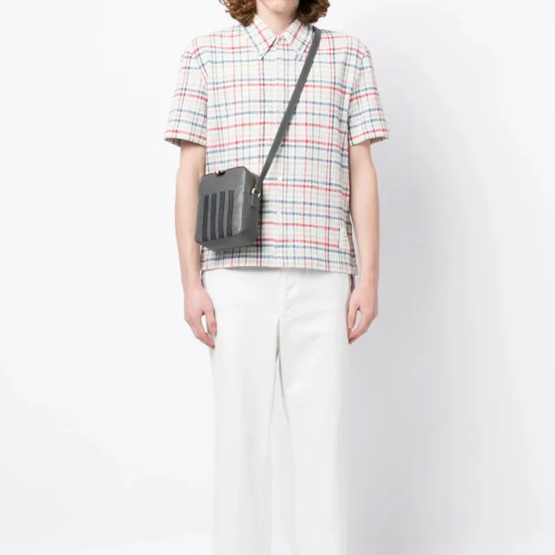 THOM BROWNE· Cow Leather Messenger Bag Shoulder Bag Crossbody Bag Men's Charcoal Gray-4