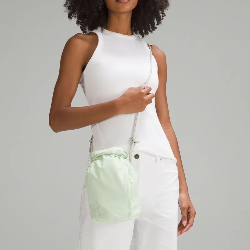 Lululemon Recycled Material Nylon Shoulder Bag Crossbody Bag Regular Unisex Large Head Lettuce Green White Opal-5