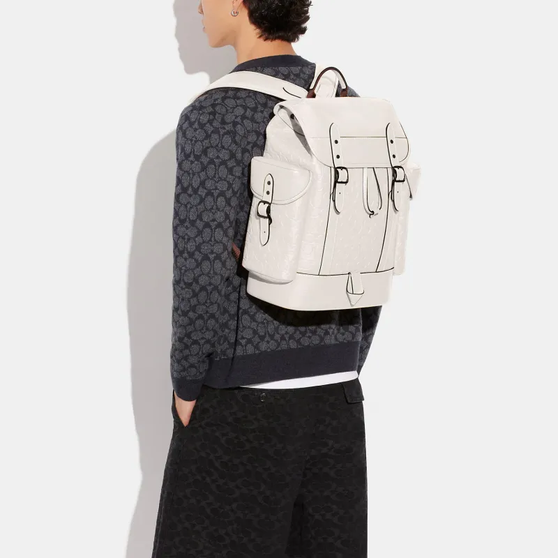 COACH Hitch Cow Leather Backpack Tubas Women's White-4