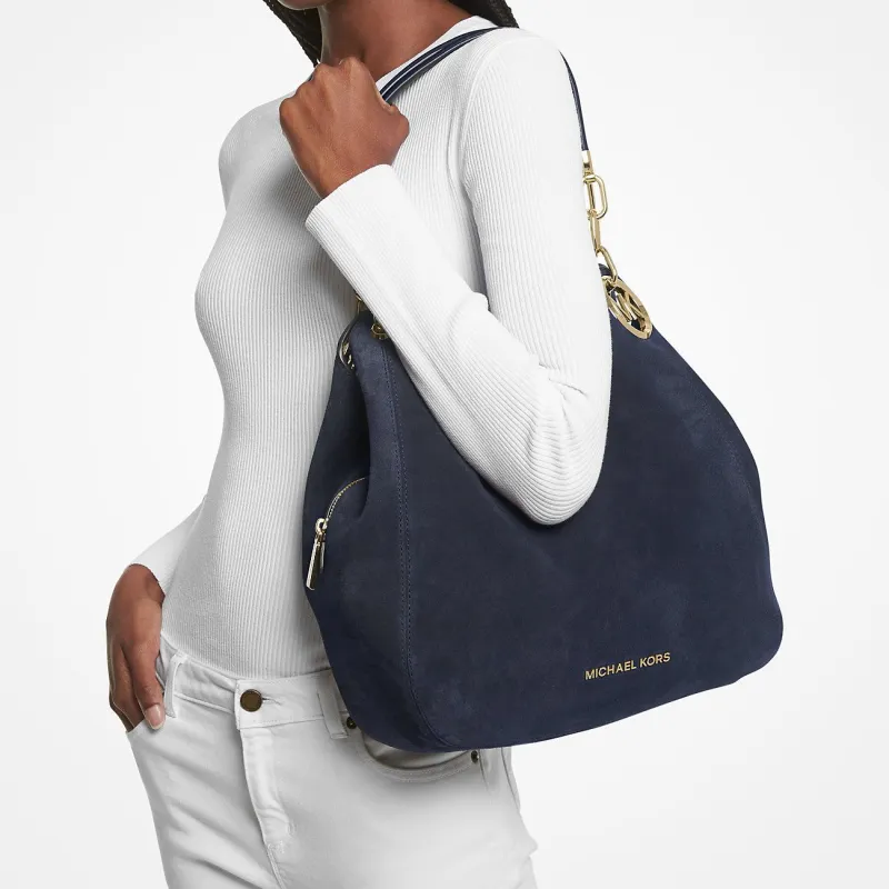 MICHAEL KORS MK Lillie Suede Handbag Shoulder Bag Women's Marine Blue-2