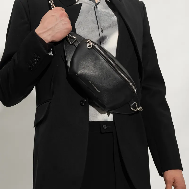 Alexander McQueen Calfskin Clutches Fanny Pack Regular Men's Black-5