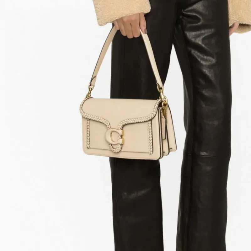 COACH Tabby Smooth Calf Leather Handbag, Shoulder Bag Women's Beige-4