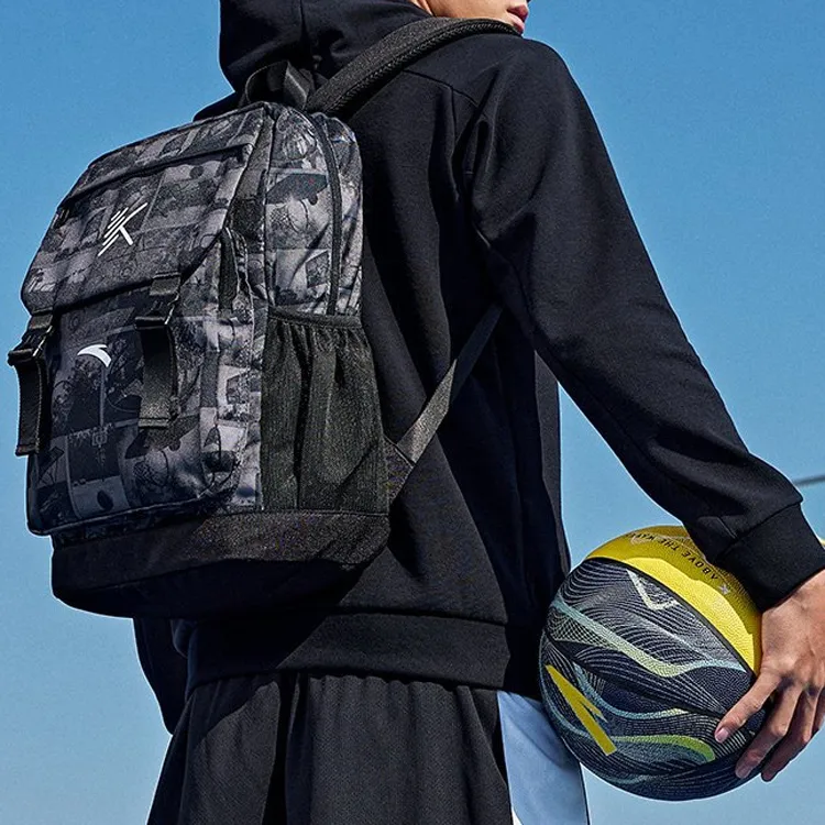 Anta Thompson KT Basketball Polyester Laptop Backpack Regular Unisex Black Print-4