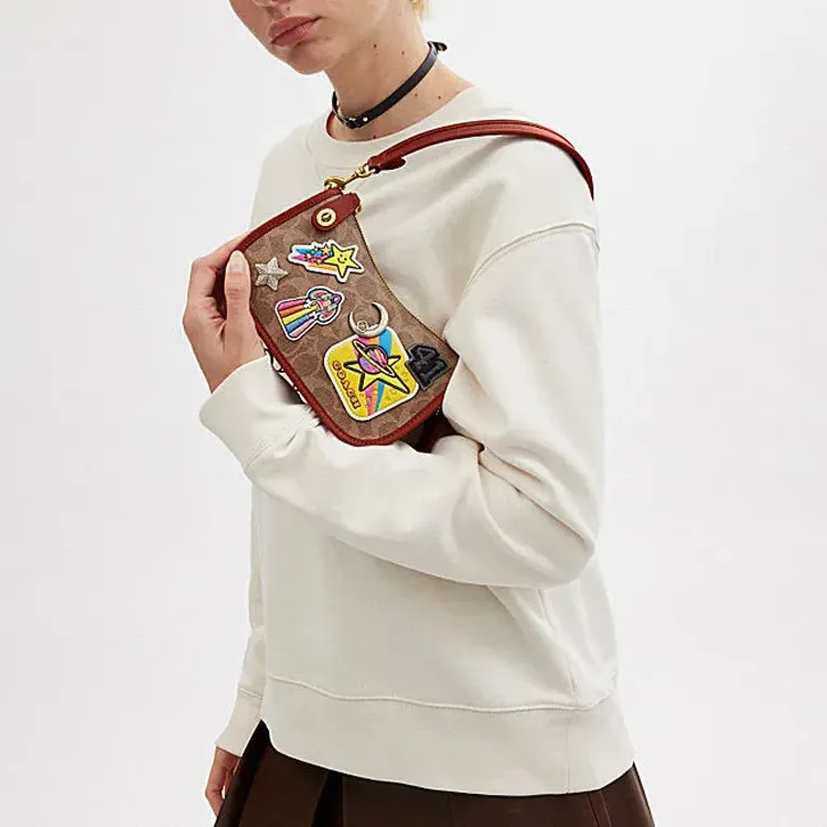 COACH Swinger PVC With Cow Leather Shoulder Bag Handbag Shoulder Bag Women's Brown-4