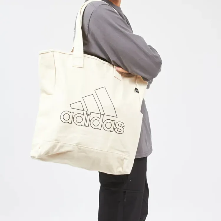 Adidas Canvas Bag, Tote Bag, Shopping Bag, Shoulder Bag, Handbag Regular Unisex Ecru-4