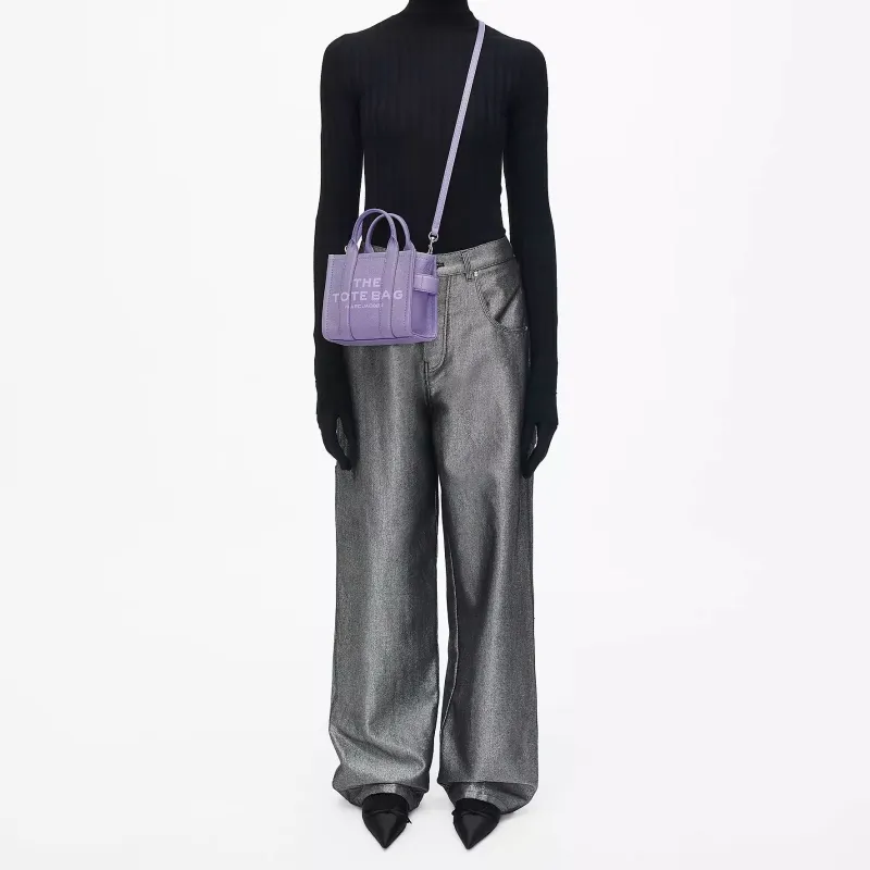MARC JACOBS Full Grain Leather Tote Bag Shopping Bag Shoulder Bag Crossbody Bag Handbag Extra Mini Women's Purple-5