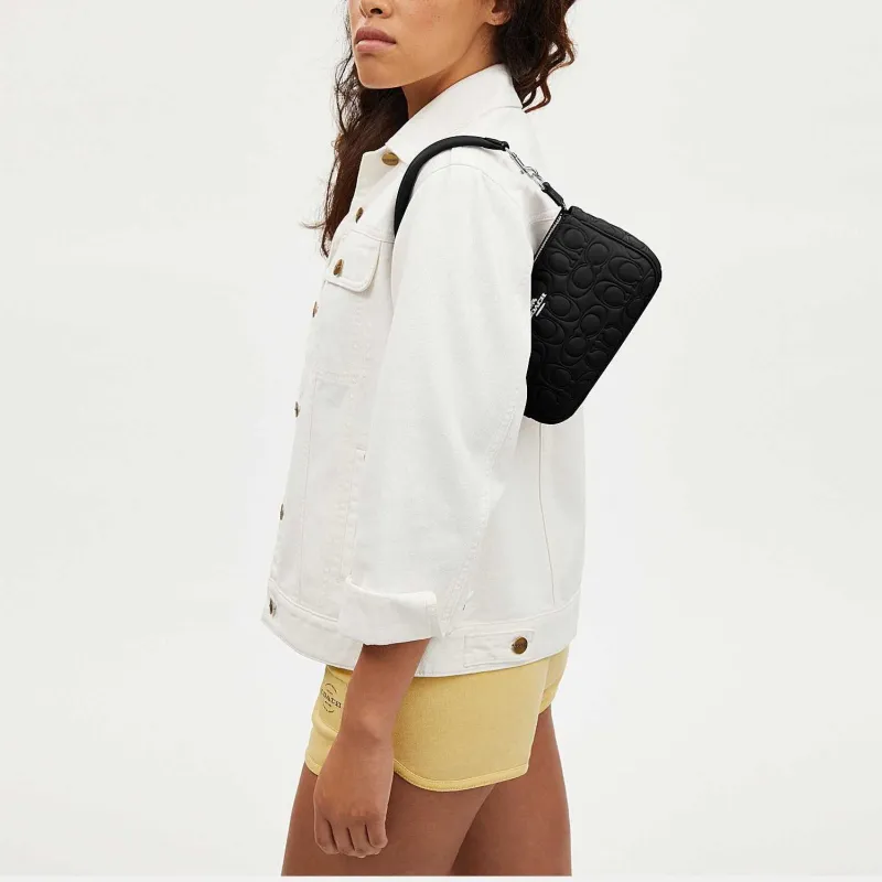 COACH Nolita Cow Leather Shoulder Bag, Handbag, Shoulder Bag Women's Black-4