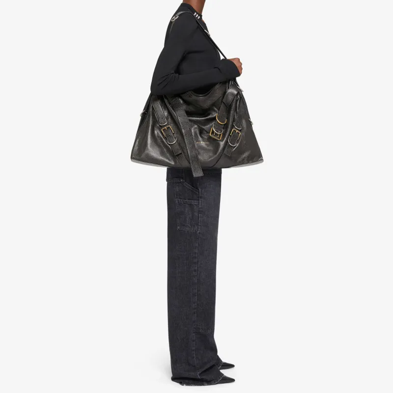 GIVENCHY Voyou Cow Leather One Shoulder Handbag Tubas Women's Black-5