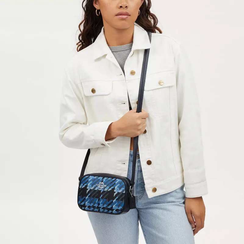 COACH Jamie Canvas With Leather Camera Bag Shoulder Bag Crossbody Bag Small Size Women's Blue-3