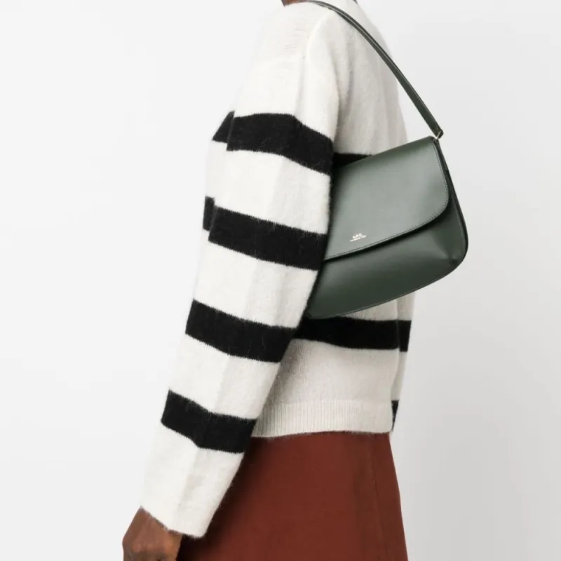 A.P.C Calfskin Handbag Shoulder Bag Women's Green-4