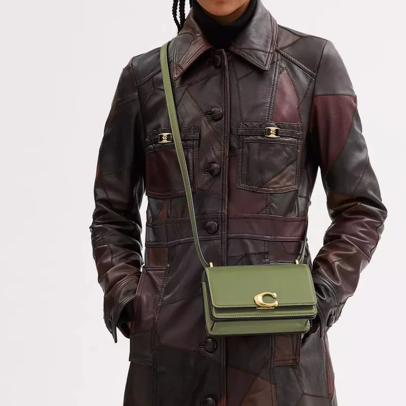 COACH Bandit Cow Leather Shoulder Bag Crossbody Bag Small Size Women's Moss-5