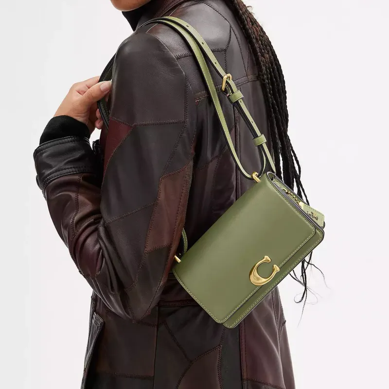 COACH Bandit Cow Leather Shoulder Bag Crossbody Bag Small Size Women's Moss-4