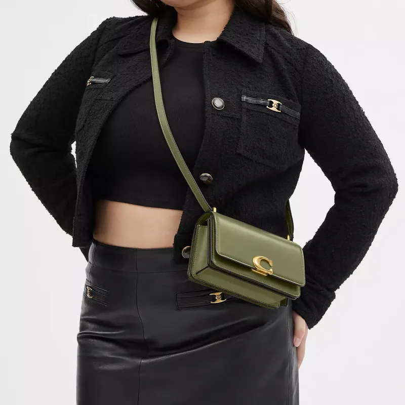 COACH Bandit Cow Leather Shoulder Bag Crossbody Bag Small Size Women's Moss-6