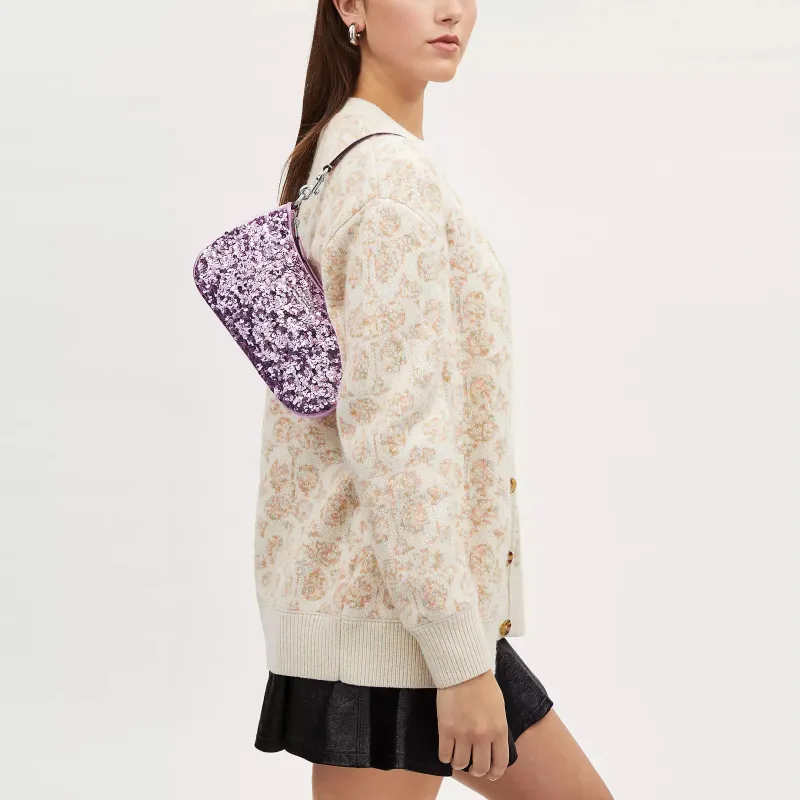 COACH Teri Smooth Leather Bonded Calfskin Shoulder Bag Handbag Shoulder Bag Women's Light Purple-4
