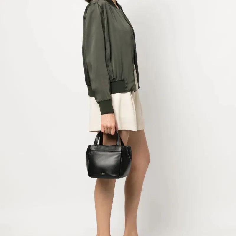 DKNY Cow Leather Handbag, Shoulder Bag, Crossbody Bag Regular Women's Black-4