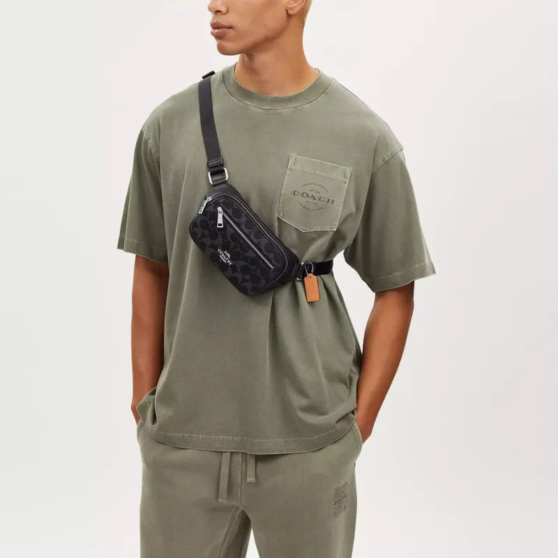 COACH Denim One Shoulder Crossbody Fanny Pack Mini Unisex Black-4