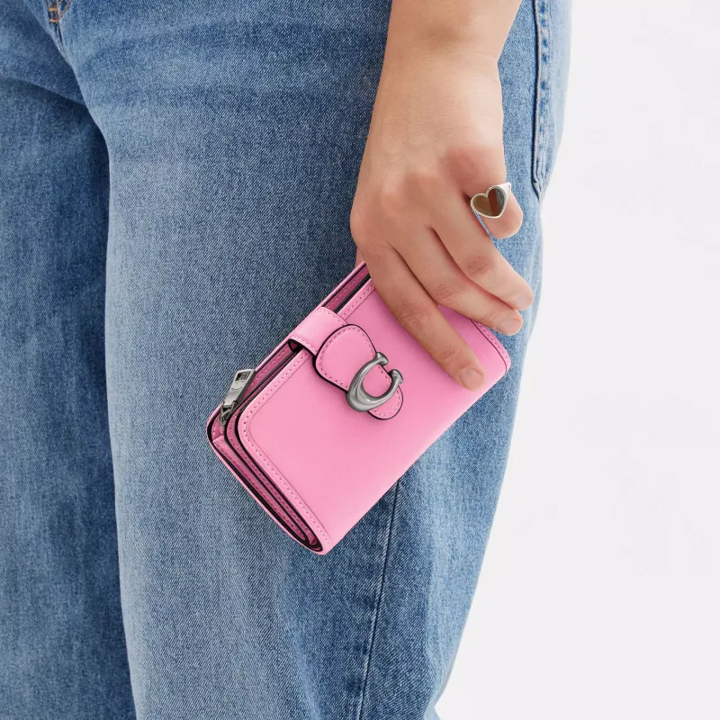 COACH Tabby Leather Coin Purse Wallet Medium Size Women's Bright Pink-2