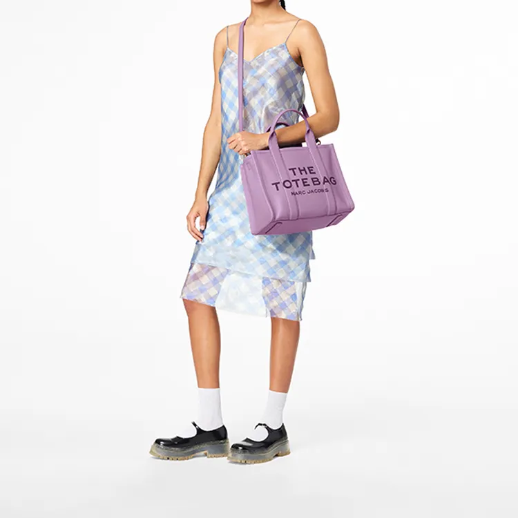 MARC JACOBS Natural Grain Leather Tote Bag, Shopping Bag, Shoulder Bag, Crossbody Bag, Handbag Trumpets Women's Purple-3