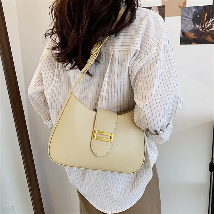 NOMK PU Baguette Women's Shoulder Bag Handbag Shoulder Bag Regular Women's White/Black/Yellow/Khaki-12