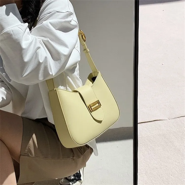 NOMK PU Baguette Women's Shoulder Bag Handbag Shoulder Bag Regular Women's White/Black/Yellow/Khaki-8