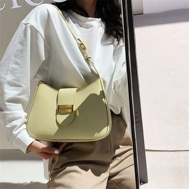 NOMK PU Baguette Women's Shoulder Bag Handbag Shoulder Bag Regular Women's White/Black/Yellow/Khaki-11