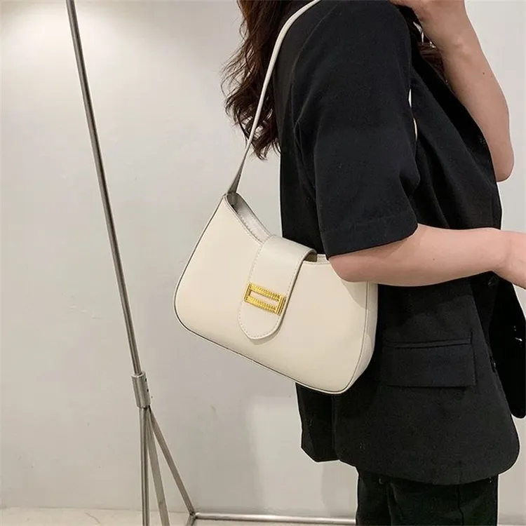 NOMK PU Baguette Women's Shoulder Bag Handbag Shoulder Bag Regular Women's White/Black/Yellow/Khaki-5