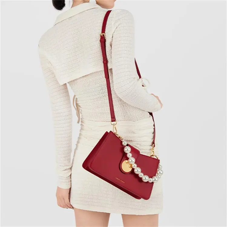 Simvay Clos Cow Leather With Super Fine Shoulder Bag, Baguette Bag, Handbag Small Size Women's Burgundy-5