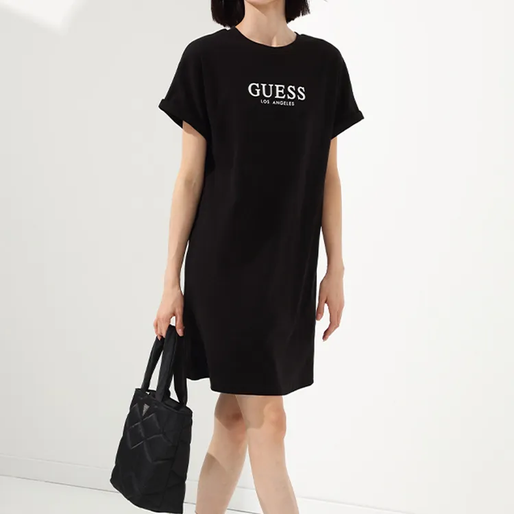 GUESS Fabric Tote Bag Shopping Bag Shoulder Bag Handbag Medium Size Women's Black-4