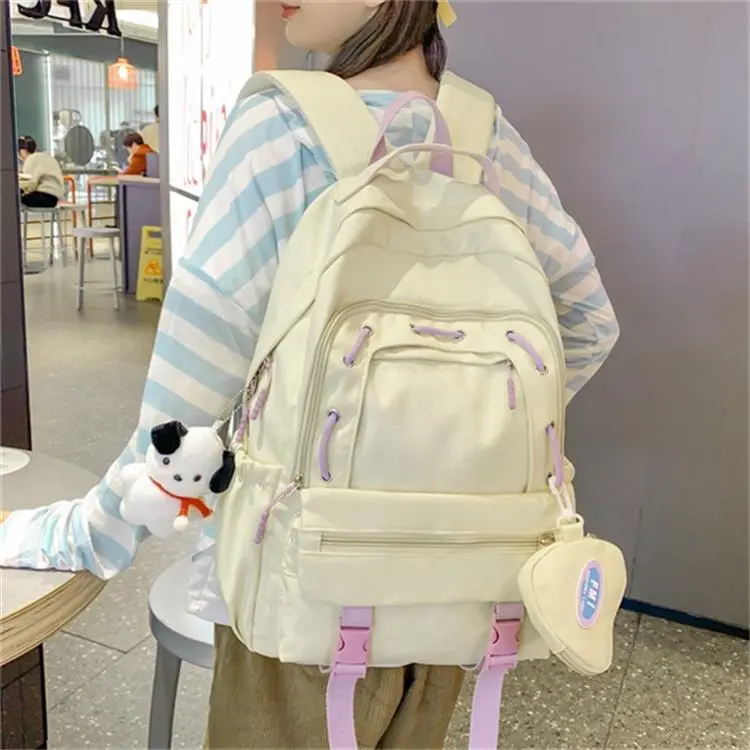 RUIPAI Nylon Backpack Unisex Custard/Lake Green/Dusty Blue/White/Black-1