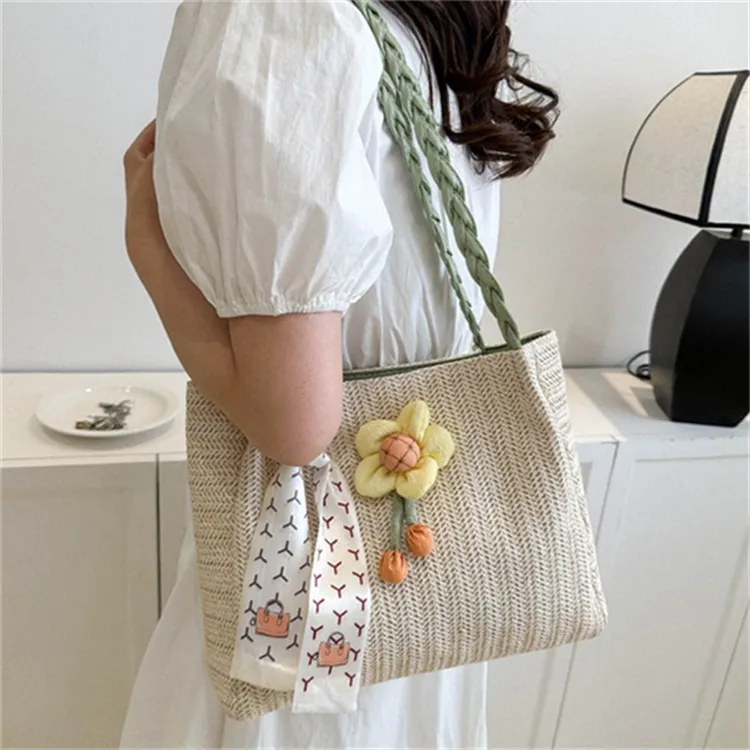 Dusen Kangaroo Fabric Shoulder Bag Regular Women's White/Khaki/Green-11