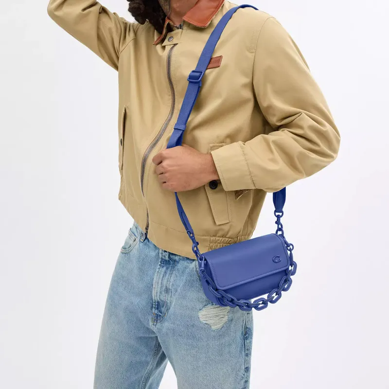 COACH Charter Glove Tanned Leather Handbag, Shoulder Bag, Crossbody Bag Small Size Men's Blueberry Blue-3