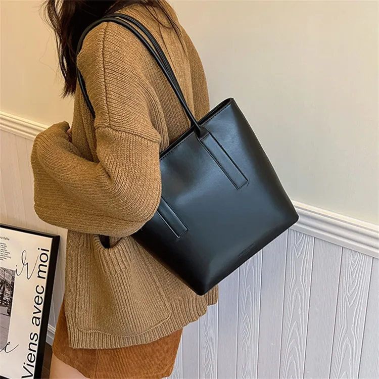 Duoluplo Doron Paul Pu Tote Bag, Shopping Bag, Handbag, Shoulder Bag Regular Women's Black/Coffee/Brown/Khaki-2