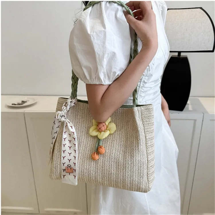 Dusen Kangaroo Fabric Shoulder Bag Regular Women's White/Khaki/Green-14