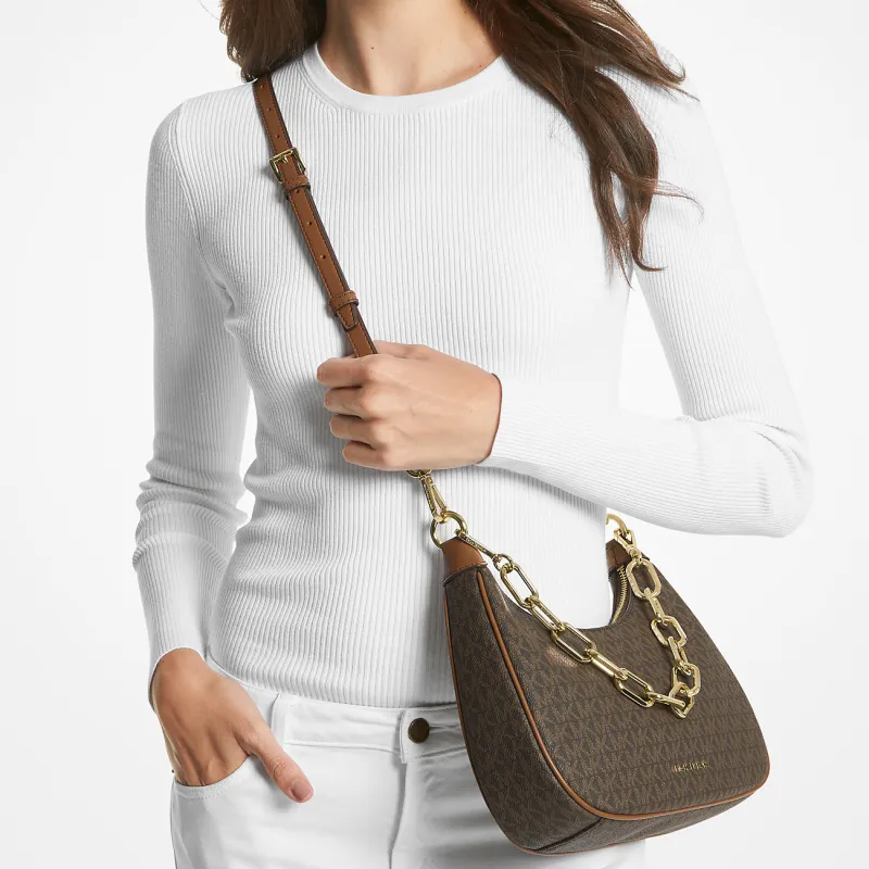 MICHAEL KORS Artificial Leather Crossbody Bag, Shoulder Bag Tubas Women's Dark Brown & Acorn Brown-4