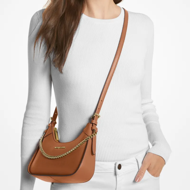 MICHAEL KORS Wilma Leather Shoulder Bag Crossbody Bag Small Size Women's Brown-4