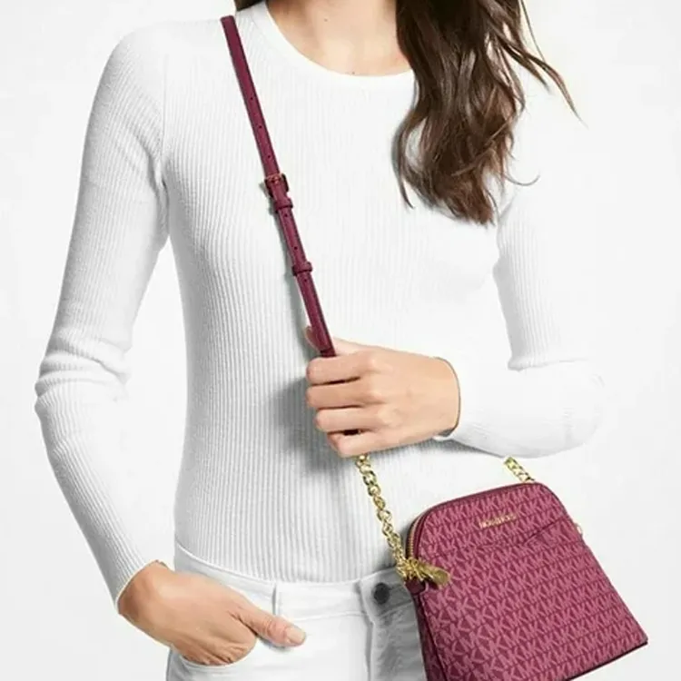 MICHAEL KORS Jet Set Travel Polyester Dome Bag Shoulder Bag Crossbody Bag Medium Size Women's Burgundy-4