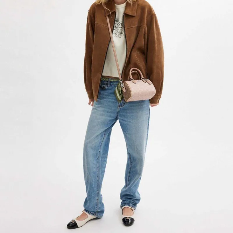 COACH Rowan PVC Boston Bag Shoulder Bag Crossbody Bag Handbag Small Size Women's Milk Tea Beige-4