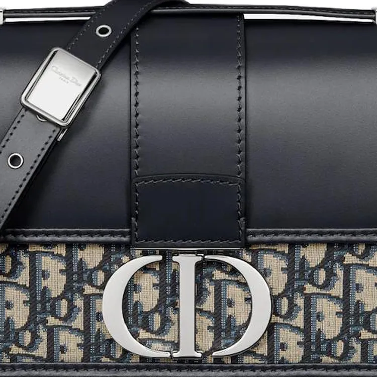 DIOR 30 Montaigne Oblique Jacquard With Smooth Calfskin Crossbody Bag, Shoulder Bag Women's Blue-3