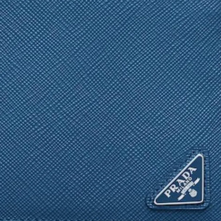PRADA Saffiano Calfskin Wallet Men's Blue-4