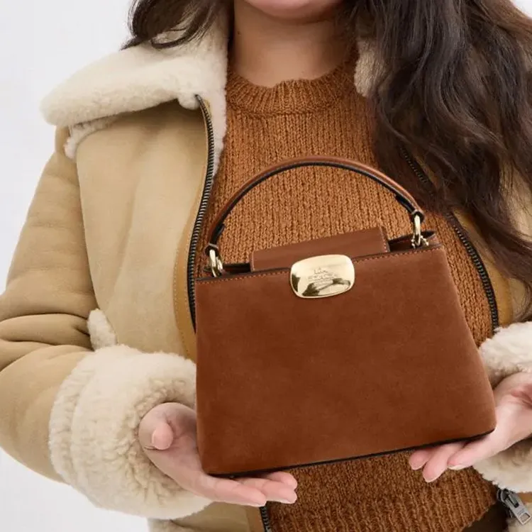COACH Eliza Cow Split Leather Shoulder Bag, Crossbody Bag, Handbag Mini Women's Yellow Ochre-4