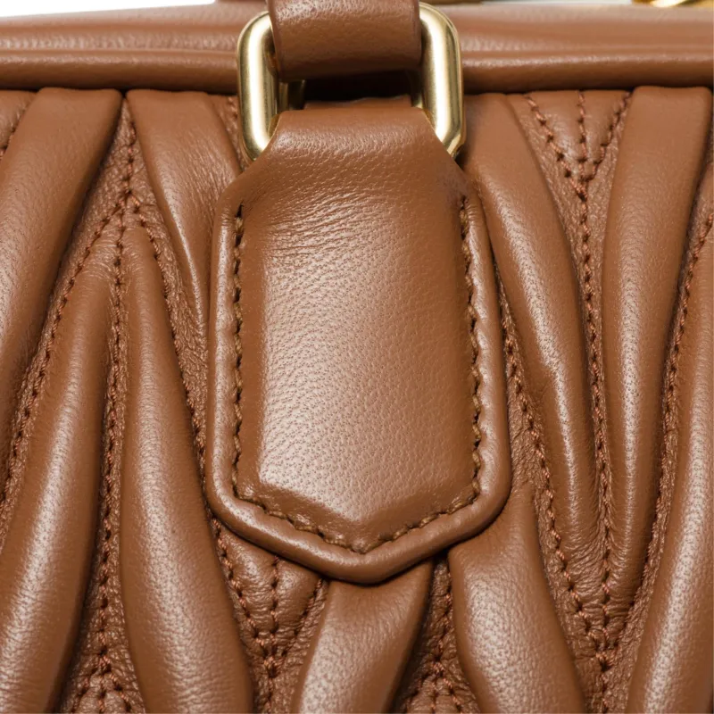 MIU MIU Arcadie Series Leather Shoulder Bag Crossbody Bag Handbag Regular Women's Caramel-4